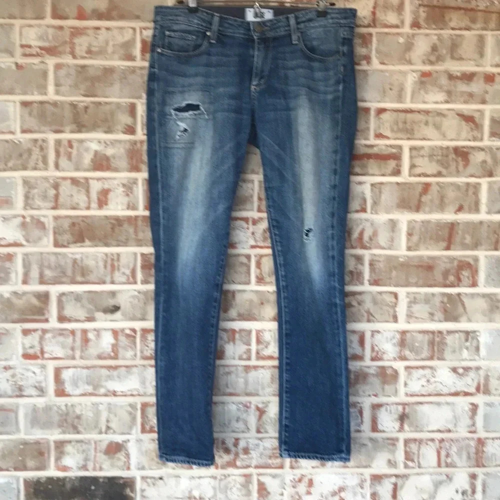 Paige Distressed 5 pocket Denim Skinny Jeans